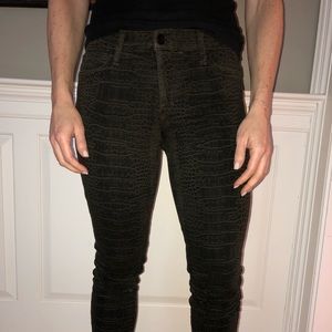 Joe’s skinny jeans in green/black snake print